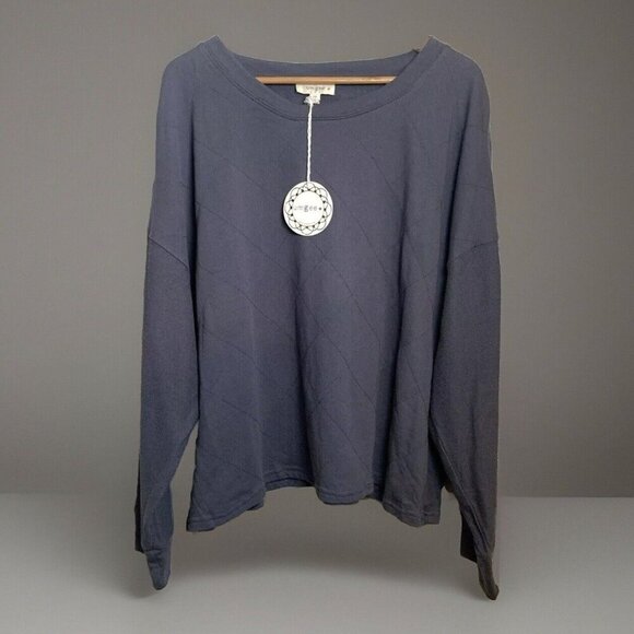 Umgee Tops - Umgee Women’s Top Dark Gray Sweat Top With Diamond Pattern 2XL Activewear